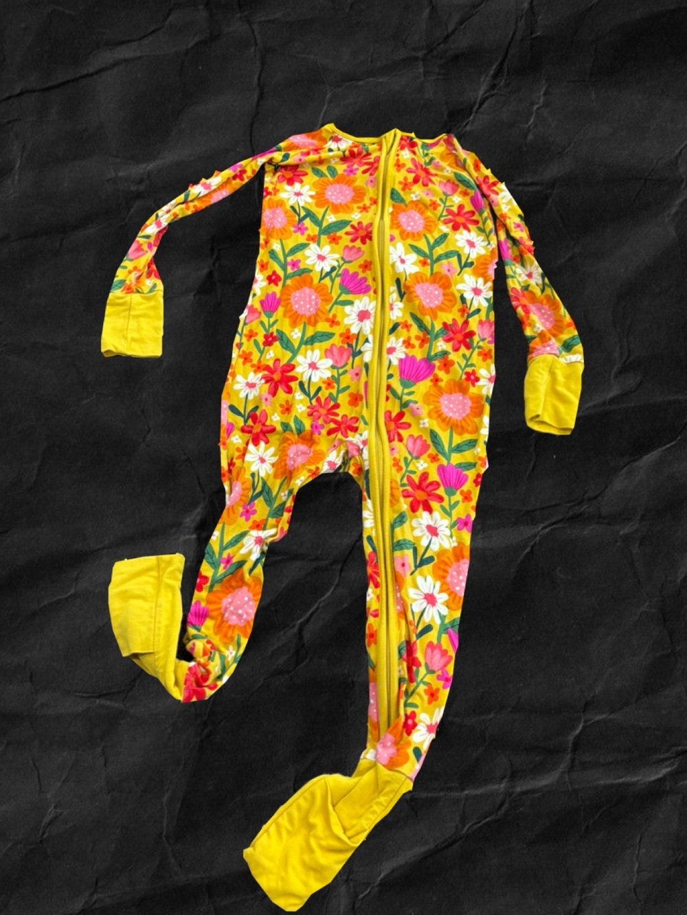 Little Sleepies Yellow Floral Zip Pajama One-Piece